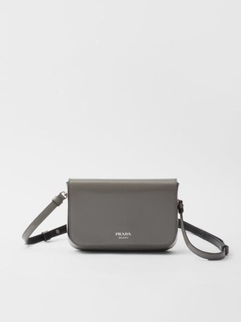 Brushed leather mini-bag with shoulder strap