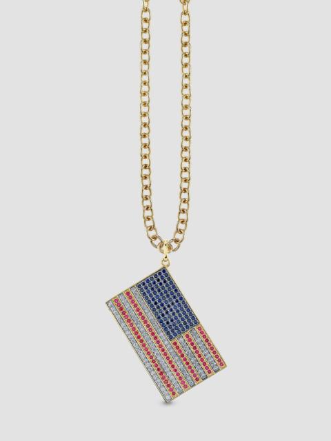 SYDNEY EVAN Women's 14K Gold, Ruby, Sapphire & 0.71 TCW Diamond American Flag Pendant Necklace - Yellow Gold