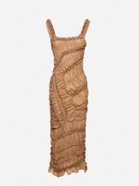 MAGDA BUTRYM Ruched cotton midi dress in nude
