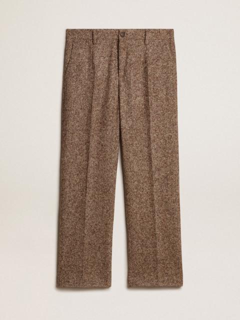 Golden Goose Men’s pants in beige and brown wool and silk blend fabric