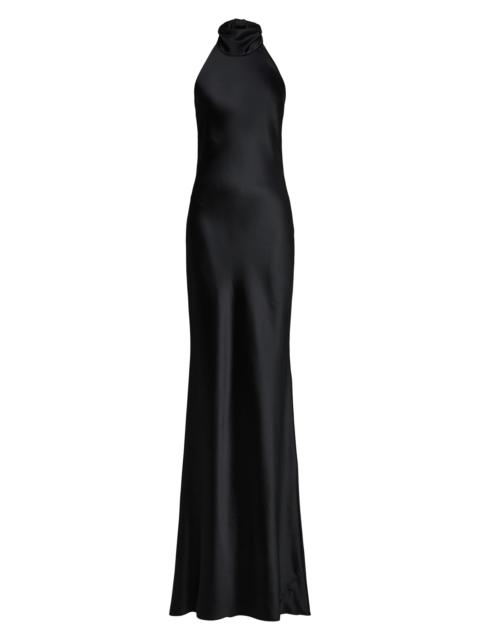 Ralph Lauren Women's Chilton Satin Halter Gown - Black