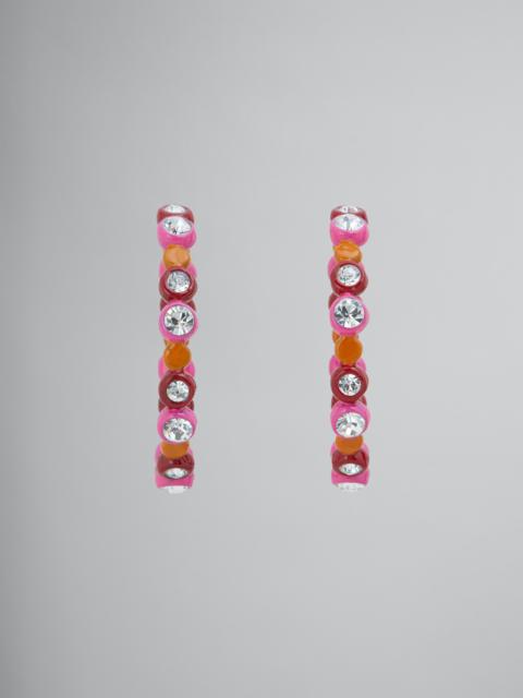 Marni BEZEL-SET RHINESTONE RESIN HOOP EARRINGS