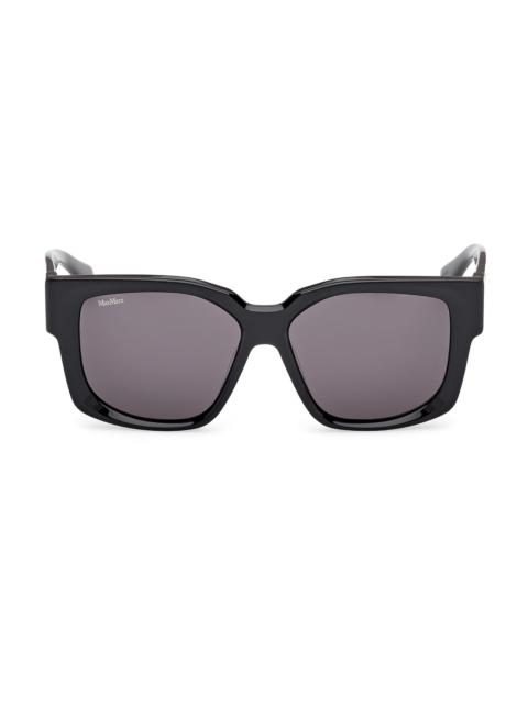 Max Mara Women's Glimpse-7 54MM Square Sunglasses - Shiny Black