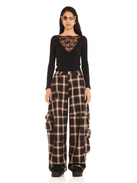 Collina Strada BLACK PLAID LAWN CARGO PANT