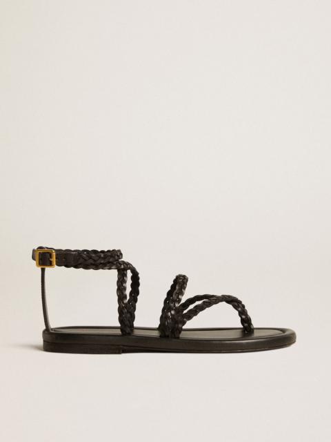 Penelope flat sandals in black leather