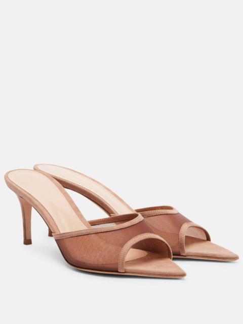 Gianvito Rossi Sienna 70 suede-trimmed mesh mules