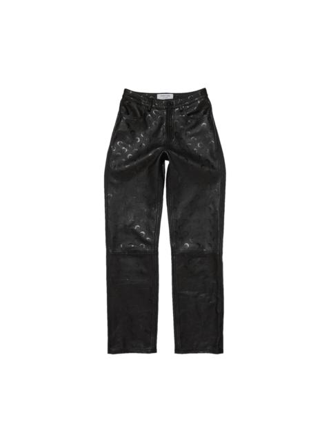 Marine Serre Moon Leather Straight Fit Trousers 'All Over Moon Black'