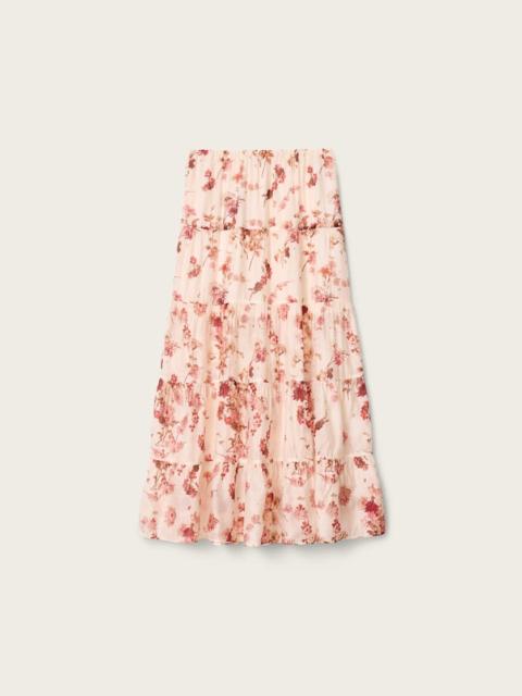 ALLSAINTS EVIA TIERED FLORAL MAXI SKIRT