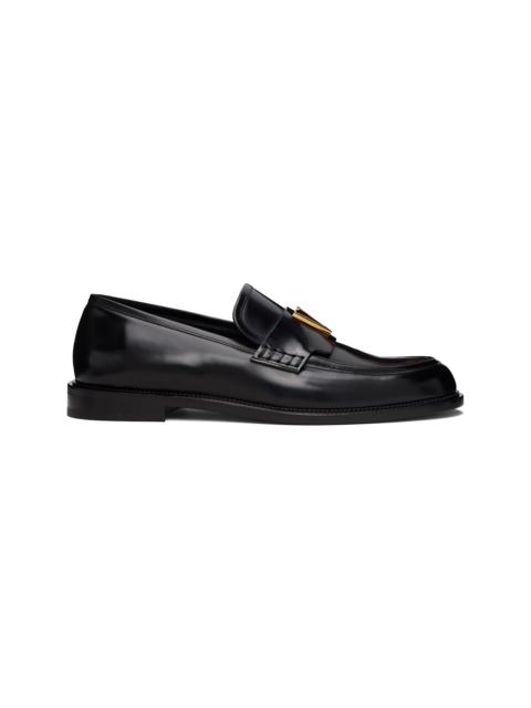 VERSACE Black 'V' Leather Loafers