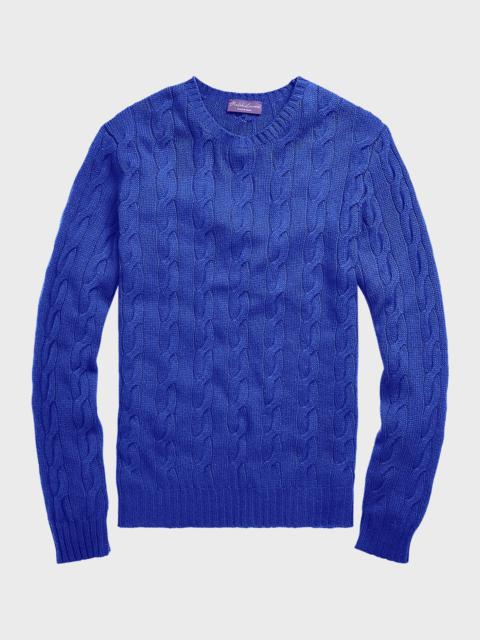 Ralph Lauren Cashmere Cable-Knit Crewneck Sweater, Blue