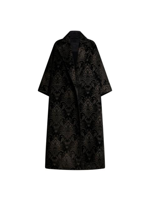 damask-patterned cape coat