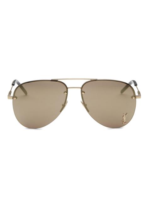 SAINT LAURENT Men's 60MM Aviator Sunglasses - Gold