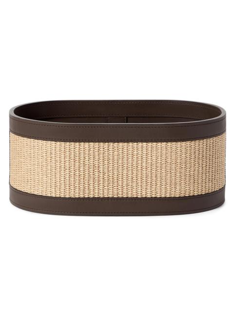 Brunello Cucinelli Raffia-Effect Techno Cotton and Leather Large Organizer Basket - Rope