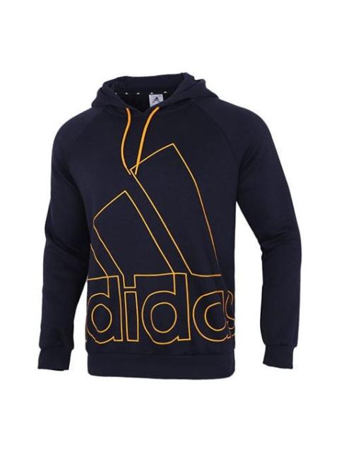 adidas Men's adidas Big Lo Hd Fl Logo Printing Fleece Lined Stay Warm Pullover Blue HB5092