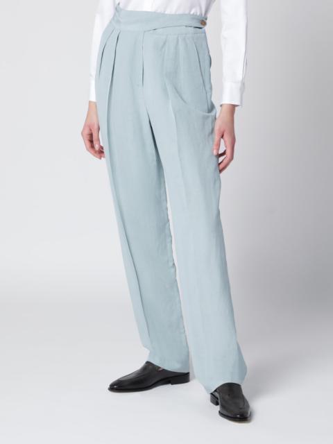 BLAZÉ MILANO Tomo light blue trousers in silk and linen