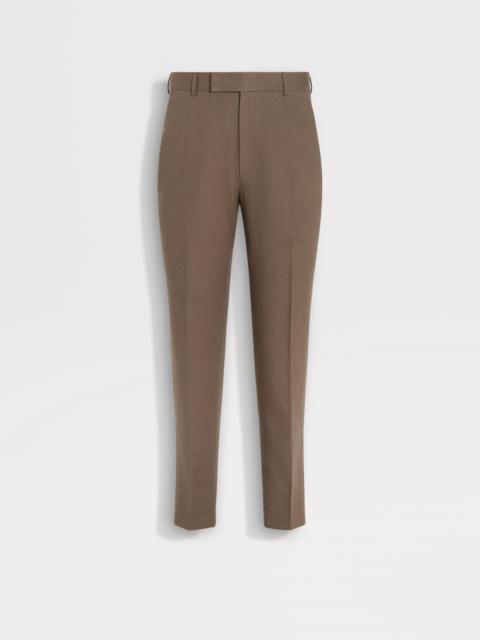 ZEGNA DARK TAUPE OASI LINO PANTS