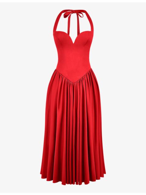 House of CB Coquette sweetheart-neck stretch-cotton midi dress