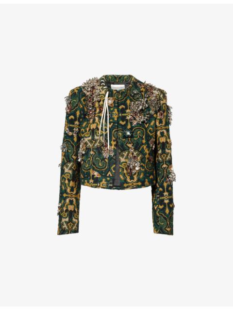 Dries Van Noten Embellished Cropped Knitted Jacket