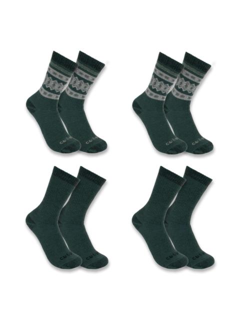Carhartt Women's Heavyweight Synthetic-Wool Blend Crew Sock 4-Pack
