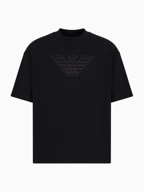 EMPORIO ARMANI Oversize, heavyweight jersey T-shirt with embroidered logo