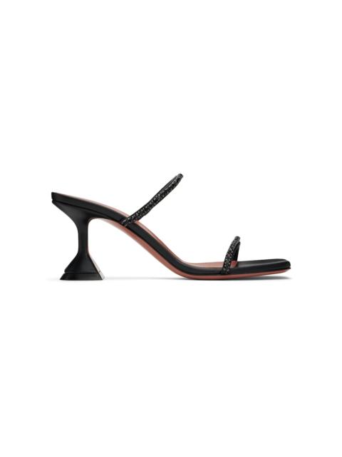 Amina Muaddi Black Gilda Slipper Heeled Sandals