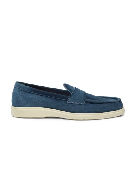 Santoni Men's light blue suede penny loafer