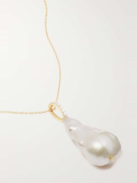 MATEO 14-karat gold, pearl and diamond necklace