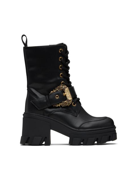 VERSACE JEANS COUTURE Black Baroque Buckle Drew Boots