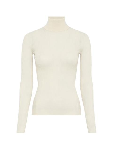 GABRIELA HEARST Peppe Turtleneck Wool-Silk Top ivory