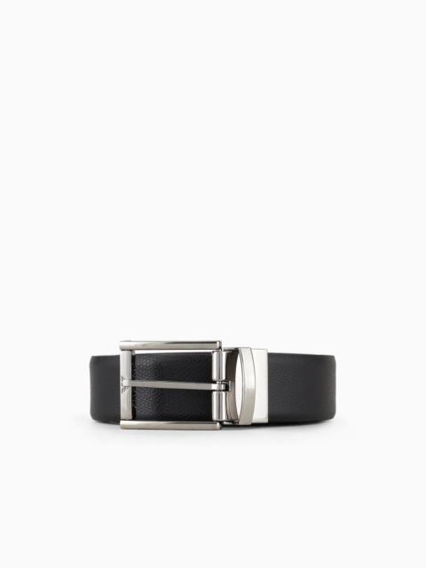 EMPORIO ARMANI Reversible leather belt with one side in palmellato leather