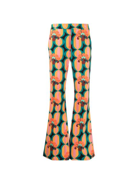 Saturday Night graphic-print flared trousers