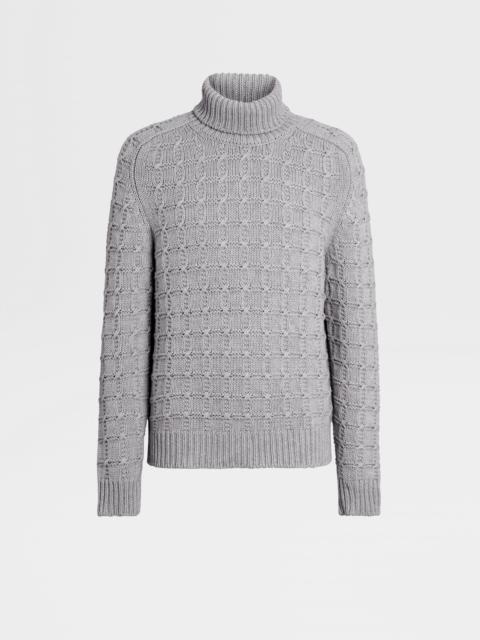 ZEGNA LIGHT GREY MÉLANGE OASI CASHMERE TURTLENECK