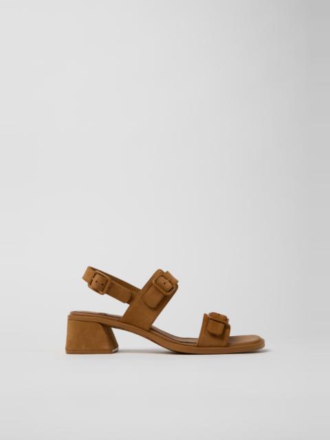 CAMPER Kora Sandal Brown Nubuck Leather Sandals for Women.