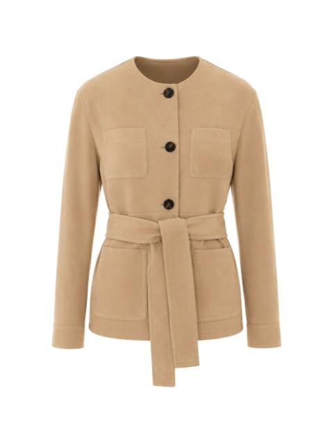 Max Mara belted suede jacket - beige