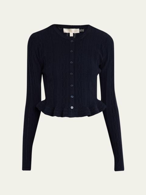 LoveShackFancy Orly Cropped Peplum Cardigan