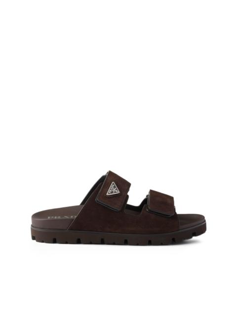 triangle-logo suede sandals