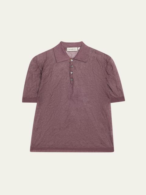 ZANKOV Luke Crinkle Polo Shirt