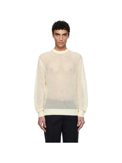 vowels Off-White Cotton Mesh Knitted Sweater