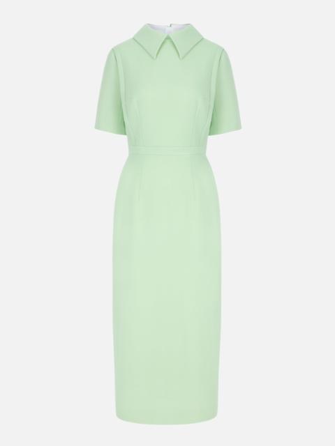 EMILIA WICKSTEAD Valletta Dress in Pale Green Single Wool Crepe