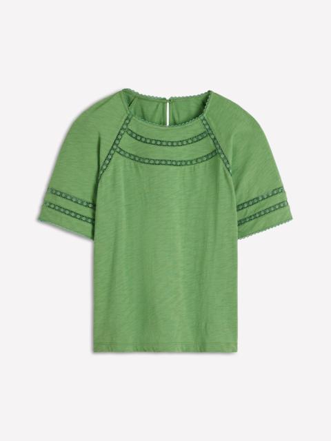 BODEN Poppy Trim Crew T-shirt-Bright Emerald