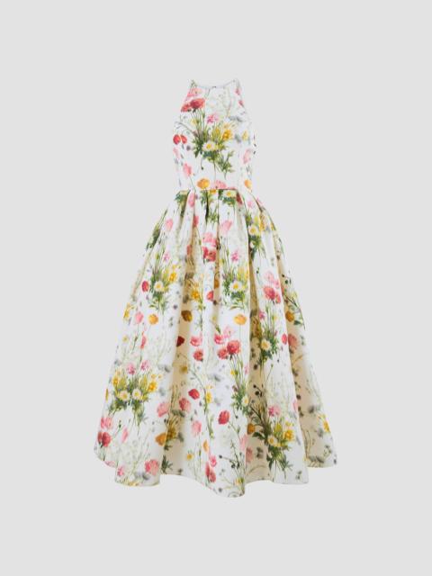 CAROLINA HERRERA Women's Floral Silk Fit & Flare Halterneck Midi Dress - Pearl Multi