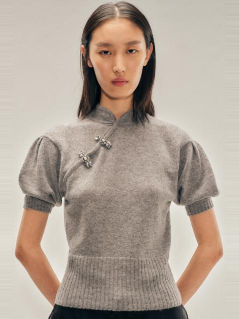 Simone Rocha Embellished Mandarin Collar Cashmere Jumper