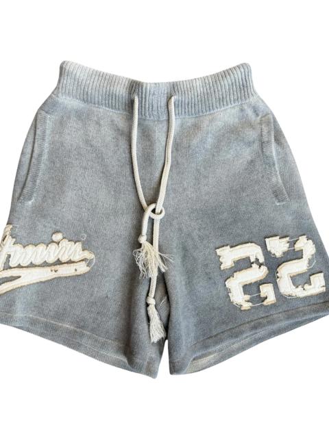 AMIRI Distressed 22 Logo Cashmere Shorts "Grey & White" SS23MKB006 030