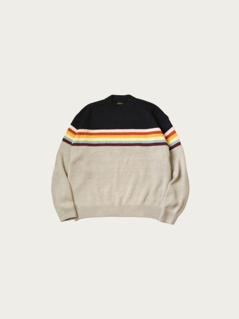 Kapital 5G Cotton Knit 2-TONES PECKISH RAIBOW Crew Sweater - Black