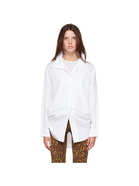 R13 White Tall Collar Boyfriend Button Up Shirt