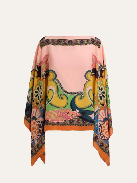 Etro Paisley-Print Silk Poncho