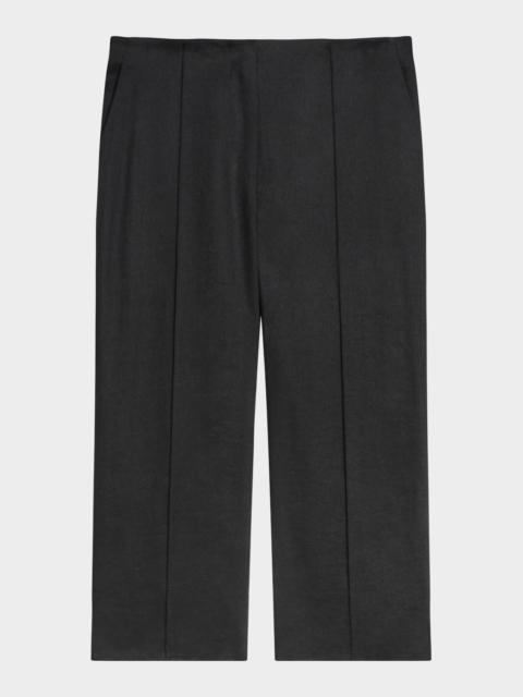 Theory Slit-Cuff Linen-Blend Capri Pants