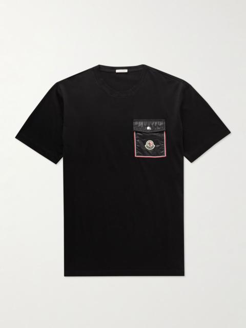 Moncler Logo-Appliquéd Shell-Trimmed Cotton-Jersey T-Shirt Black