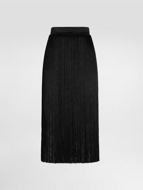 Dolce & Gabbana Long fringed skirt in satin