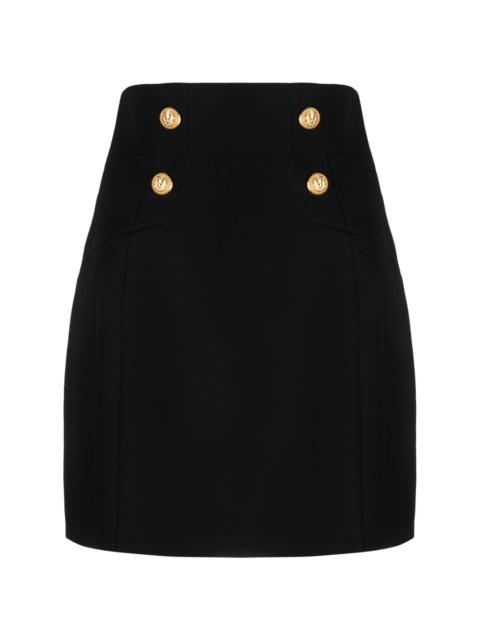 high-waisted wool mini skirt
